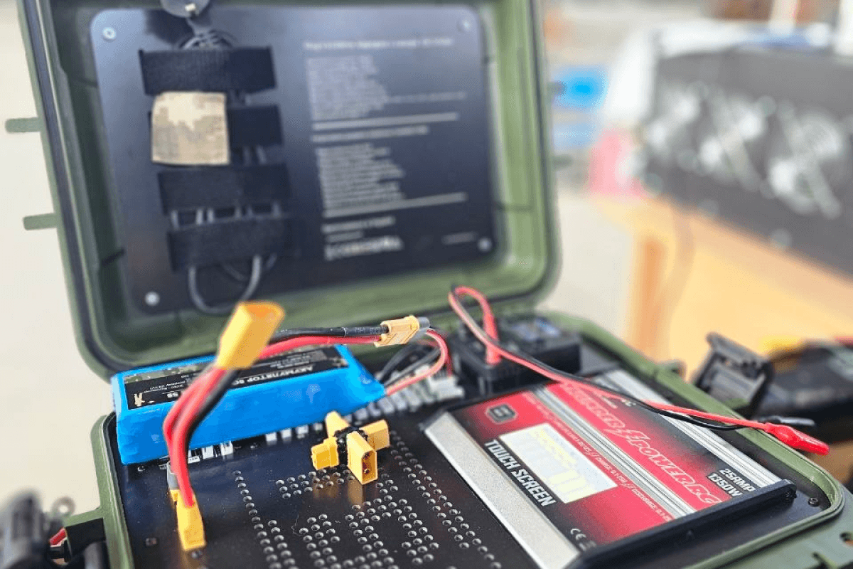 Rugged case with battery setup